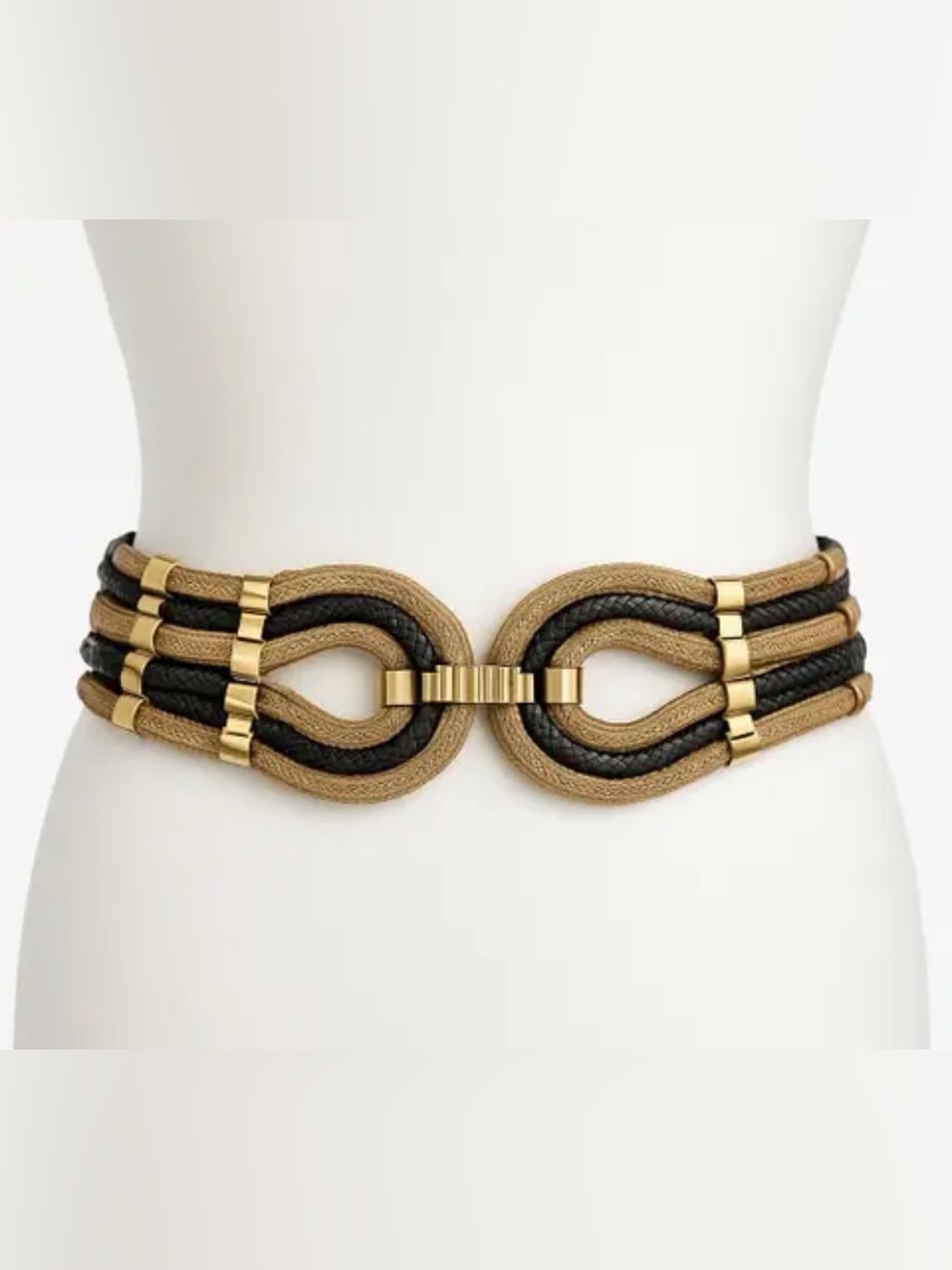 Gold and Black Braided Loop Waist Belt - Women's Fashion Accessory